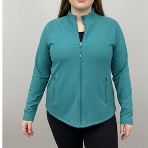 😍SHOW SPECIAL - TUFF VEDA Emerald Green Zip Front Ribbed Athletic Jacket XL